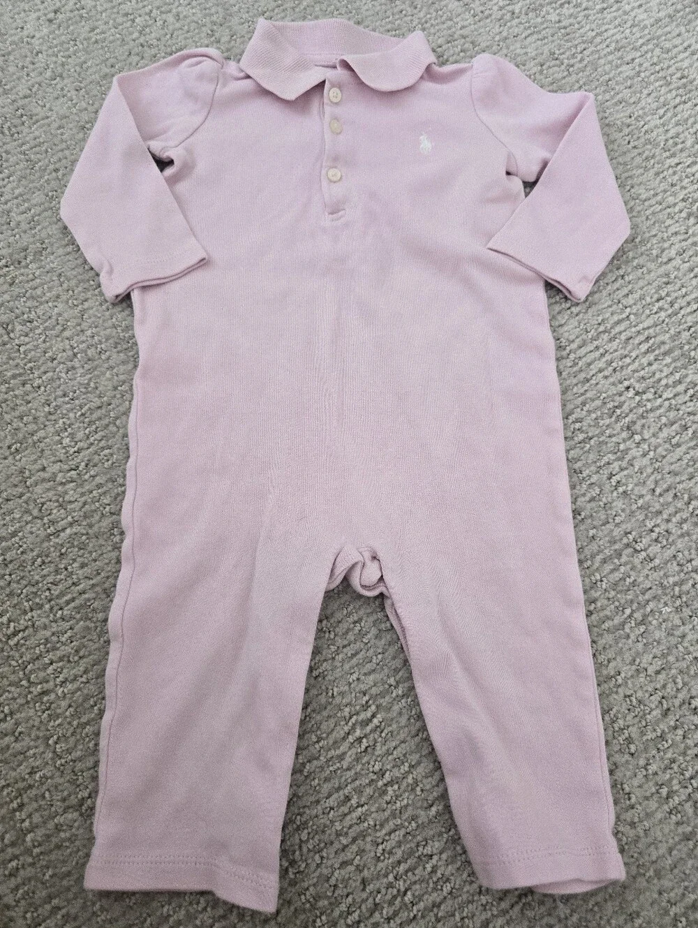 Ralph Lauren Pink Cotton Polo One-Piece for Baby